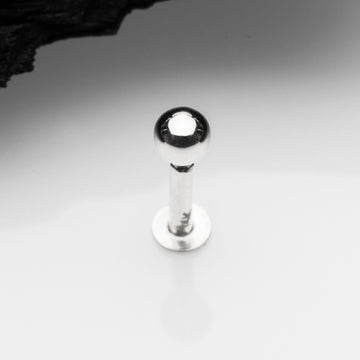Detail View 1 of 14 Karat White Gold OneFit Threadless Ball Top Flat Back Stud Labret